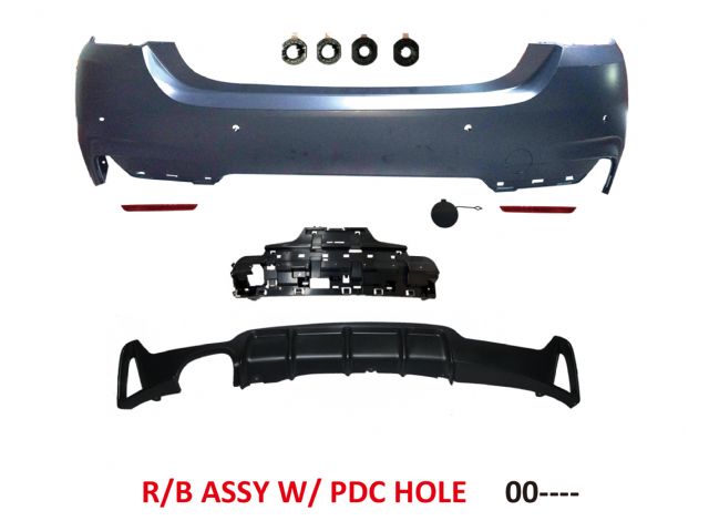BMW 4 SERIES F32 REAR BUMPER  ASS'Y W/PDC HOLE   W/ SINGLE OUTLET (00--) 